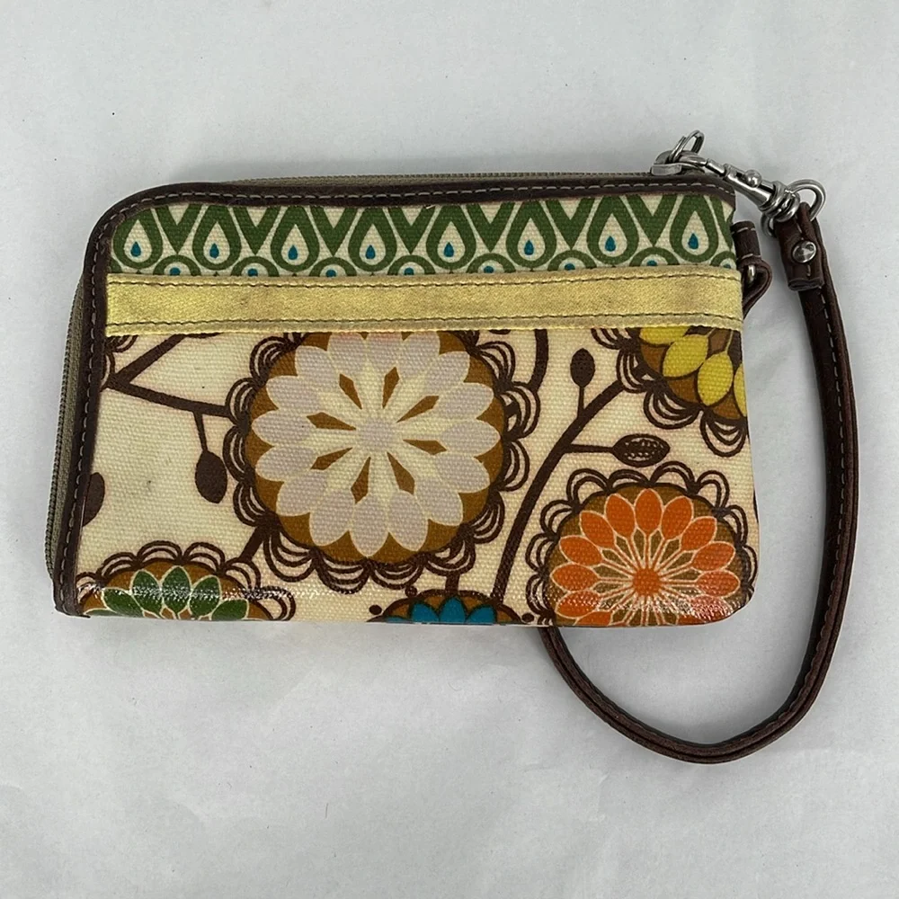 Vintage Fossil‎ Key Per Vinyl Wallet With Leather Wrist Strap.